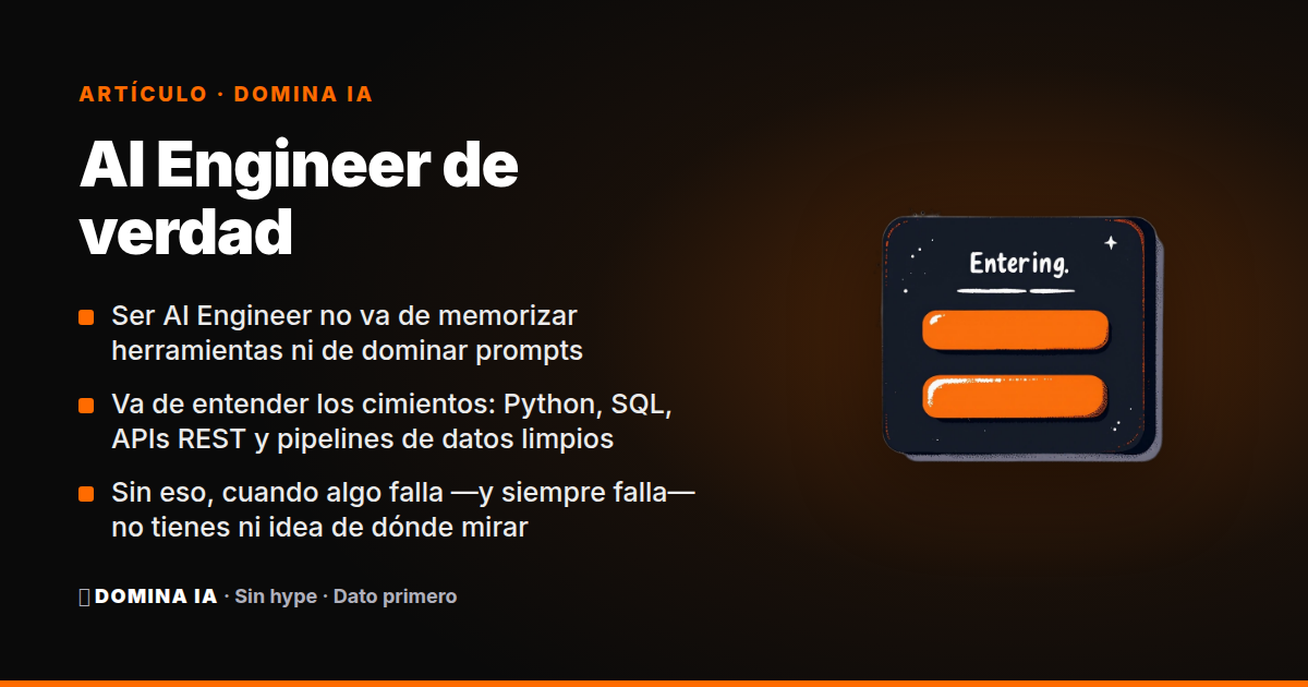 Portada del artículo: AI Engineer de verdad: por qué sin data engineering y backend solo eres un prompteador con suerte