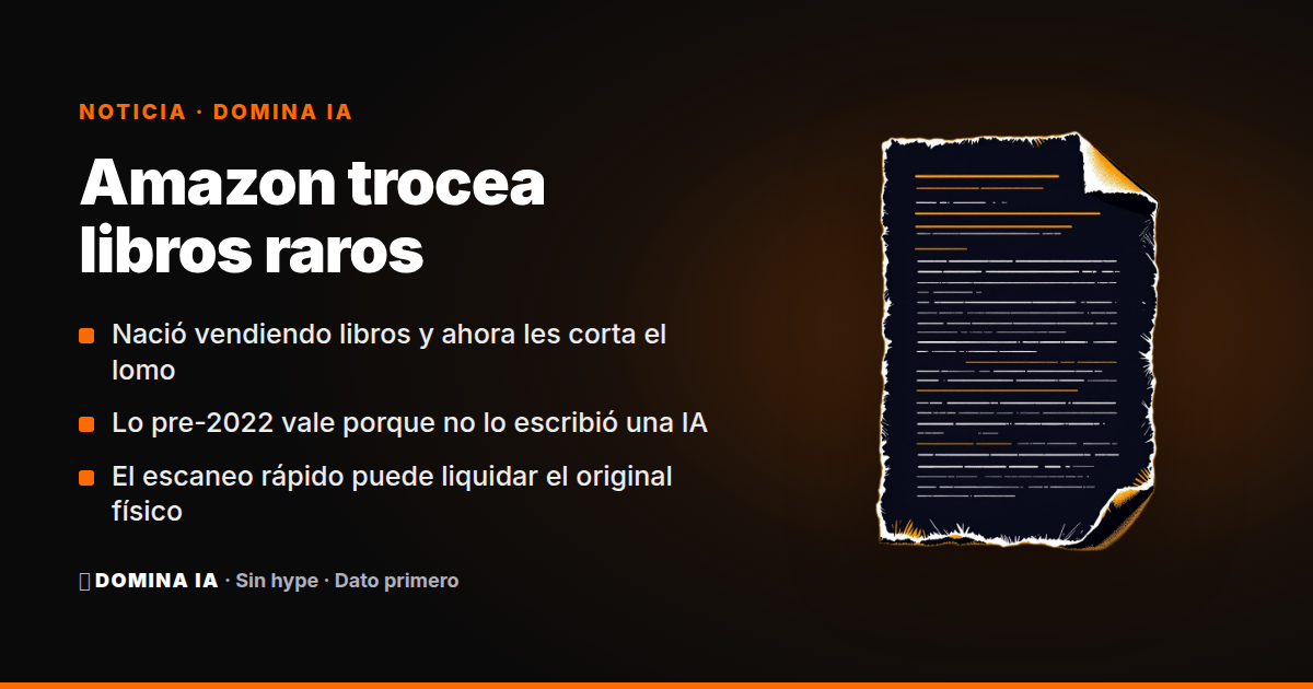 Portada del artículo: Amazon nació vendiendo libros. Ahora les corta el lomo para entrenar IA