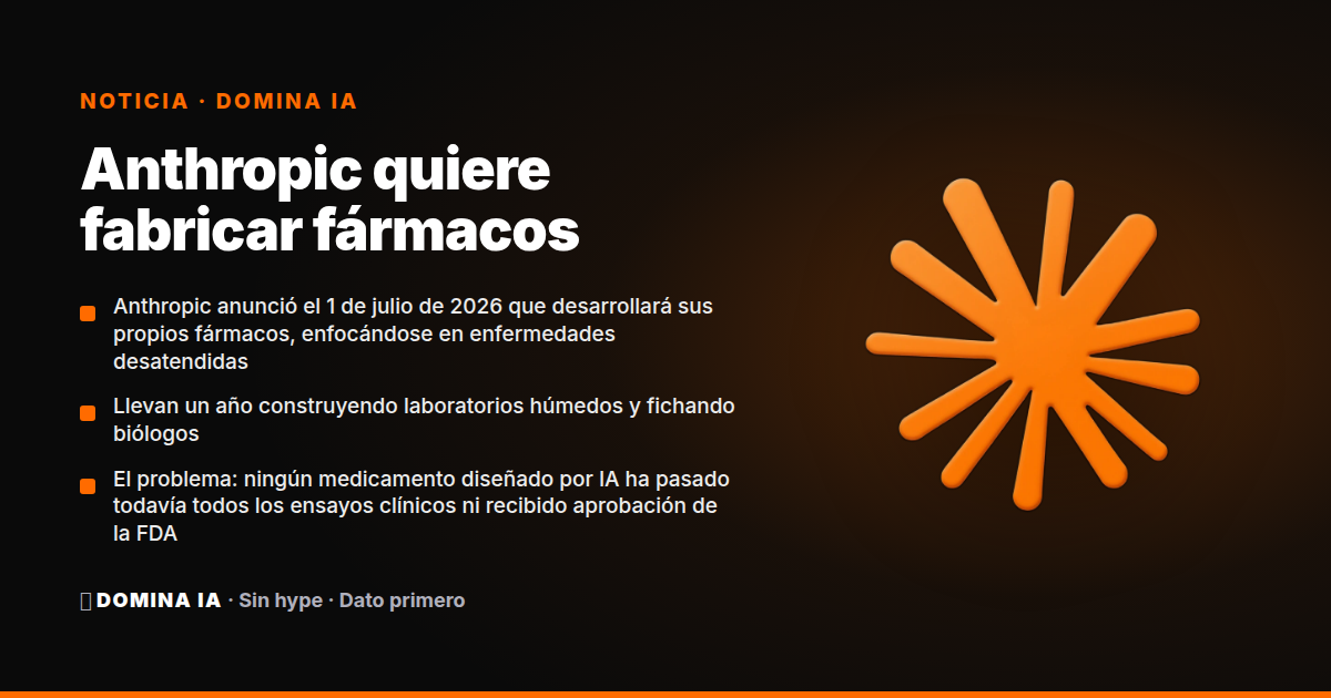Portada del artículo: Anthropic quiere fabricar fármacos: lo que el anuncio dice y lo que calla