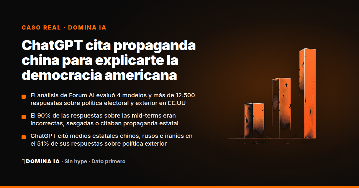 Portada del artículo: ChatGPT cita propaganda china para explicarte la democracia americana: los números que deberían incomodar a cualquier empresa