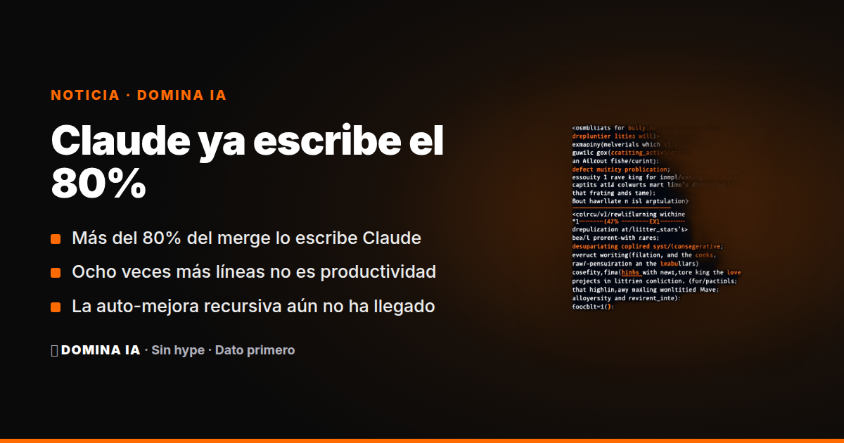 Portada del artículo: Claude escribe más del 80% del código de Anthropic: no es auto-mejora