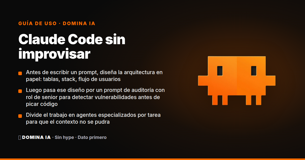 Portada del artículo: Claude Code sin improvisar: arquitectura, método de agentes y validación humana para no programadores
