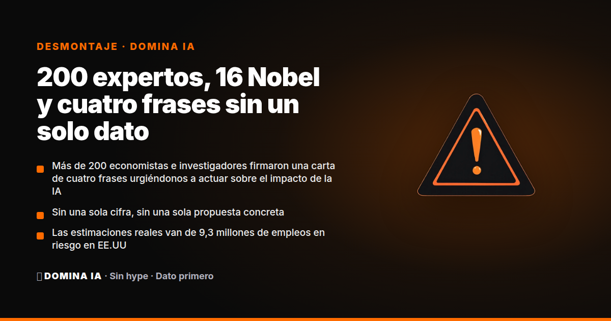 Portada del artículo: 200 expertos, 16 Nobel y cuatro frases sin un solo dato: desmontamos la carta que alarma sin argumentar