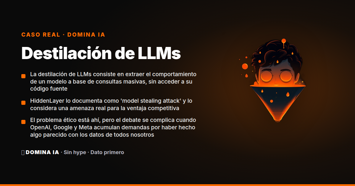 Portada del artículo: Destilación de LLMs: el cazador cazado y la doble moral que nadie quiere nombrar
