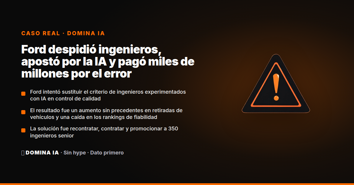Portada del artículo: Ford despidió ingenieros, apostó por la IA y pagó miles de millones por el error