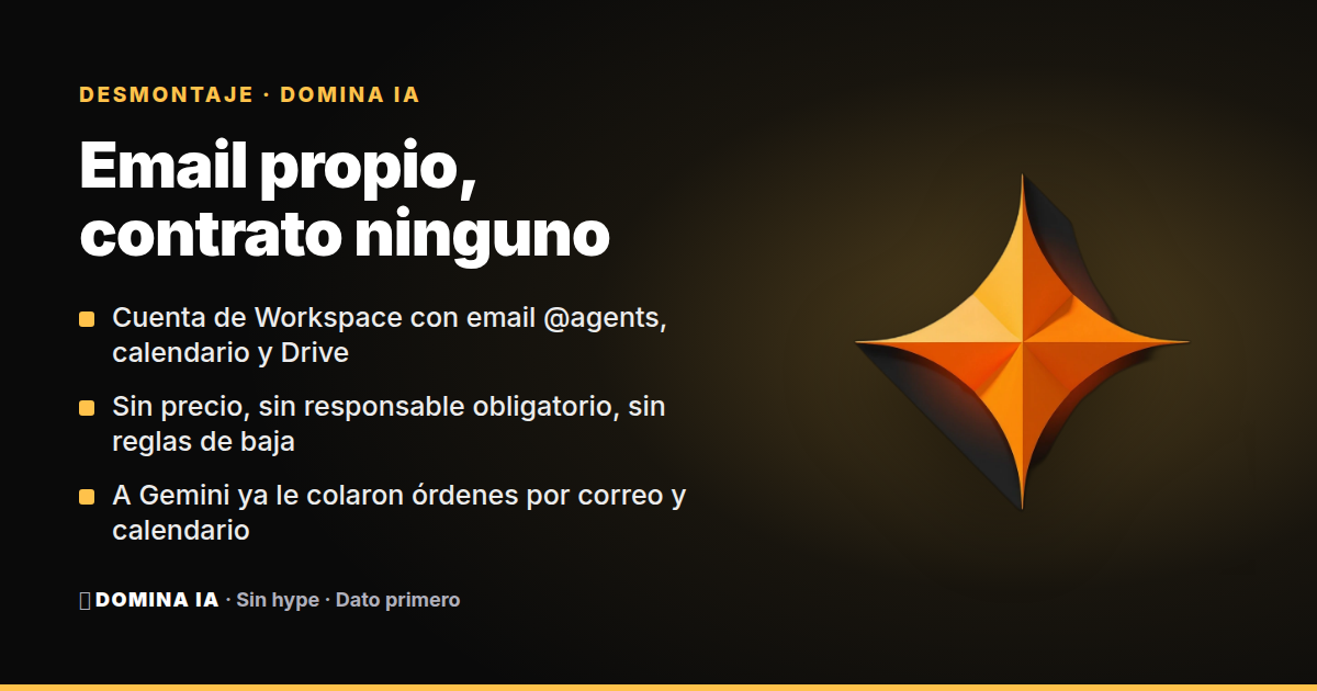 Portada del artículo: El agente de Gemini entra en plantilla con email propio y sin contrato