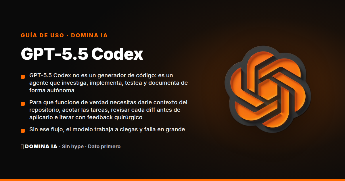 Portada del artículo: GPT-5.5 Codex: guía para usarlo como un profesional (no como un autocomplete caro)