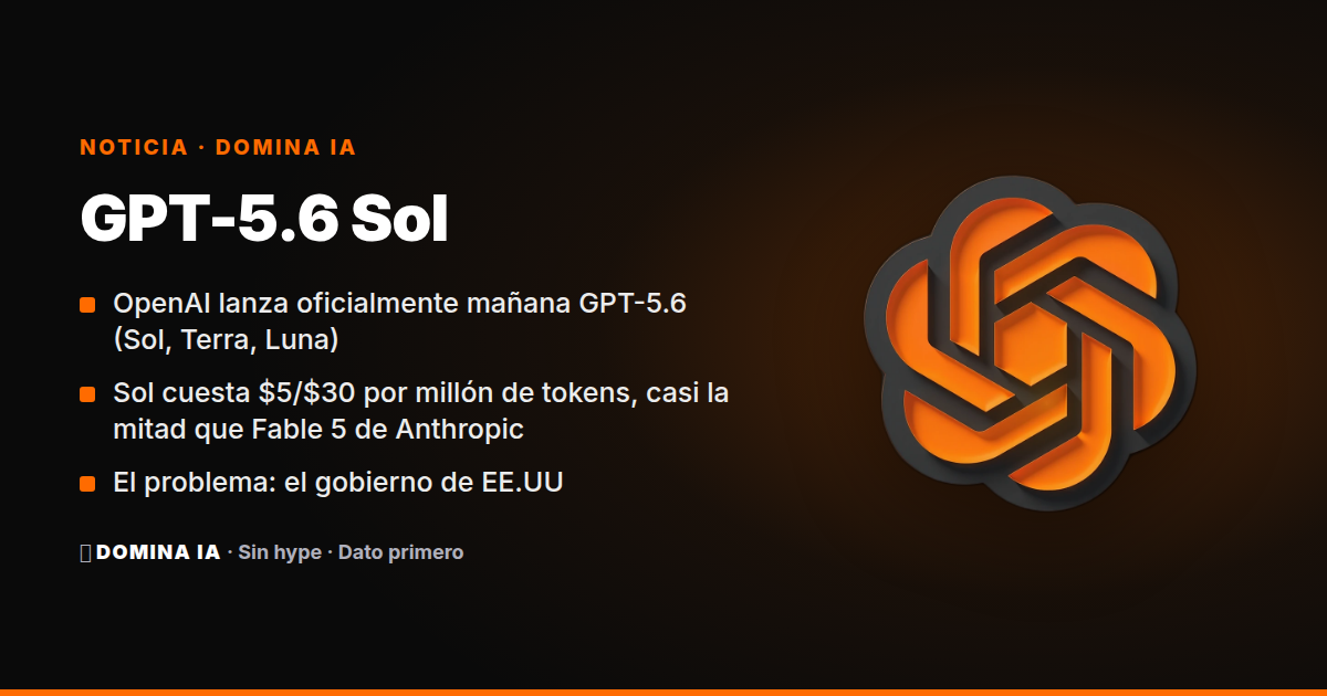 Portada del artículo: GPT-5.6 Sol: mañana llega el lanzamiento oficial, pero el acceso sigue siendo un problema