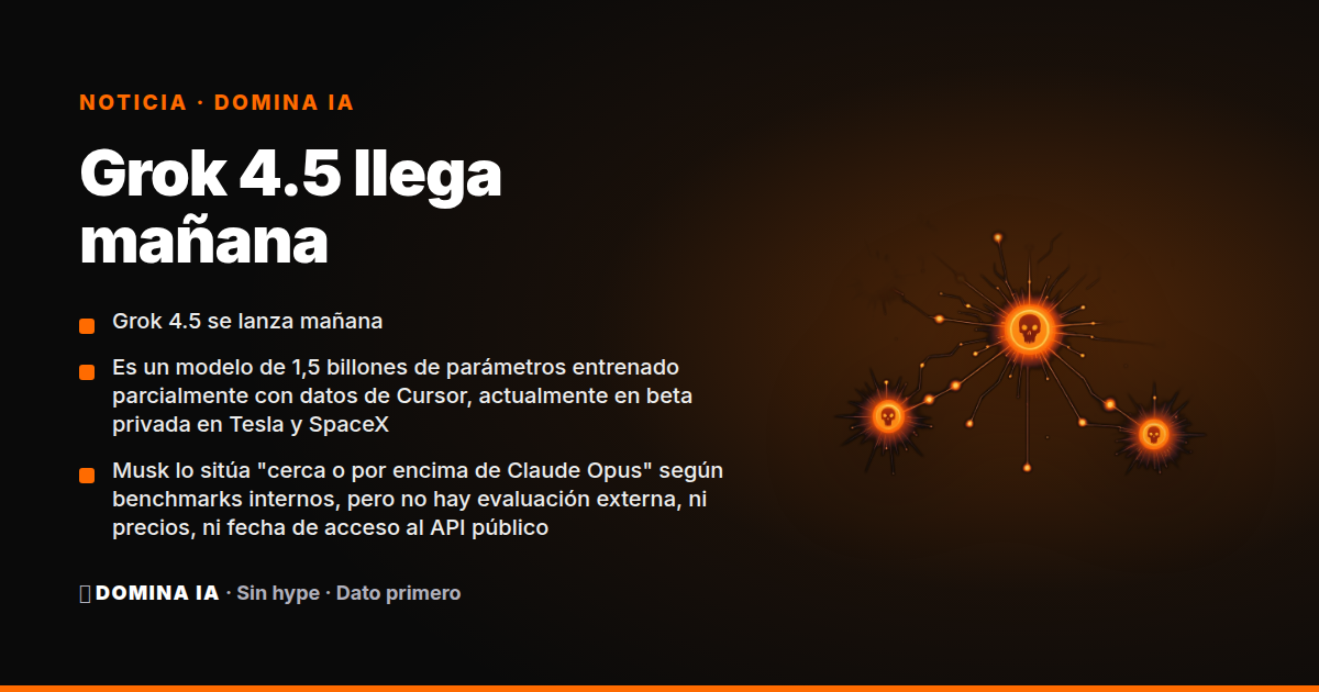 Portada del artículo: Grok 4.5 llega mañana: lo que sabemos y lo que xAI no ha contado