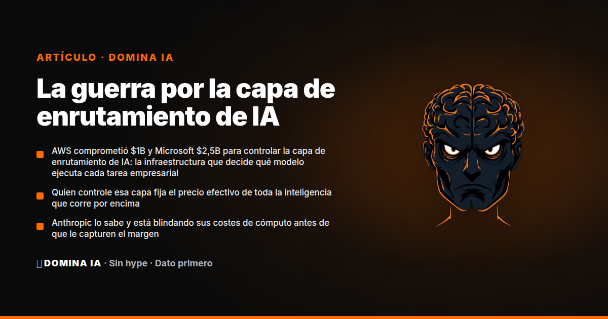 Portada del artículo: La guerra por la capa de enrutamiento de IA: AWS, Microsoft y Anthropic se juegan el 'último kilómetro' empresarial
