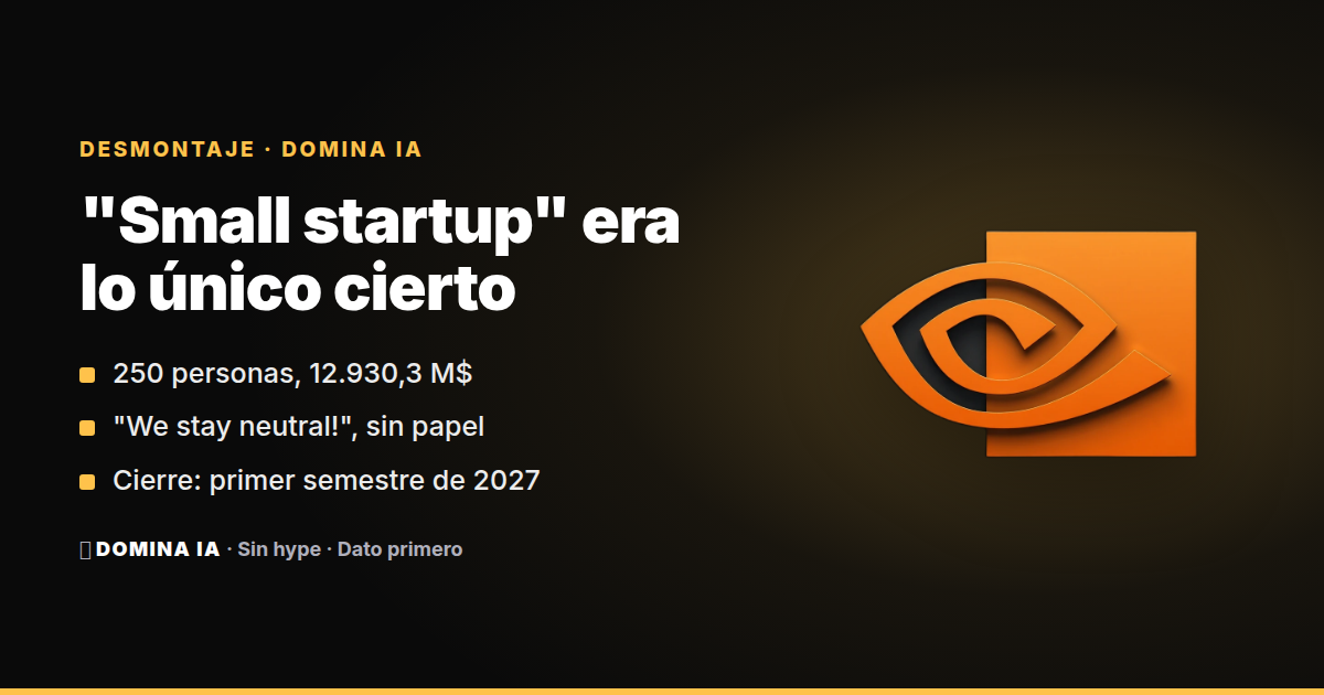 Portada del artículo: Hugging Face sí era una "small startup": lo que no tiene papel es el "we stay neutral!" de Clem