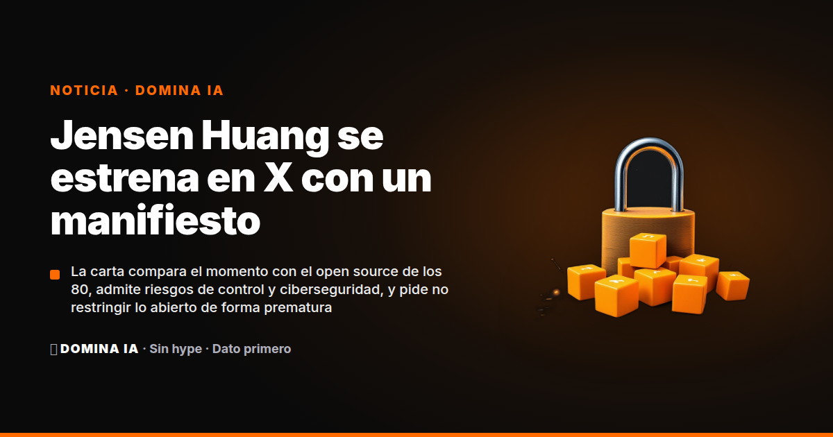 Portada del artículo: Jensen Huang se estrena en X con un manifiesto: los pesos abiertos son la apuesta de EE.UU.