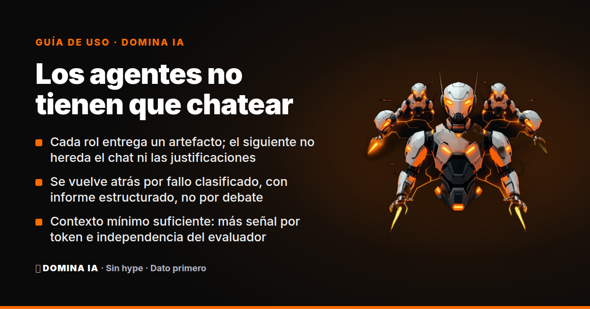 Portada del artículo: Los agentes no tienen que chatear: orquestación por artefactos