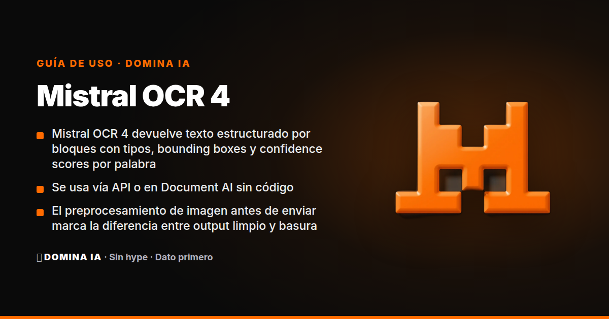 Portada del artículo: Mistral OCR 4: guía real para instalarlo, configurarlo y no romperte con documentos difíciles