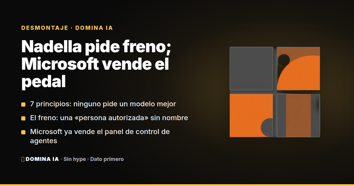 Portada del artículo: Nadella pide un freno de emergencia para la IA y Microsoft ya vende el doble pedal