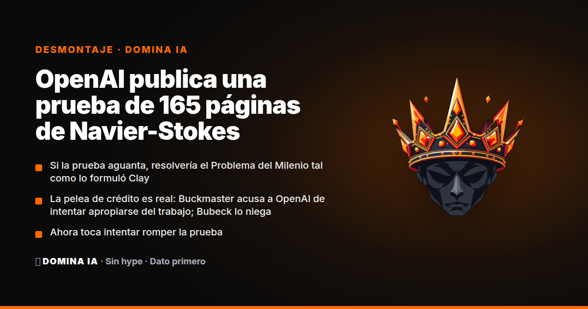 Portada del artículo: OpenAI publica una prueba de 165 páginas de Navier-Stokes: qué dice el paper, qué dice Buckmaster y qué falta por verificar