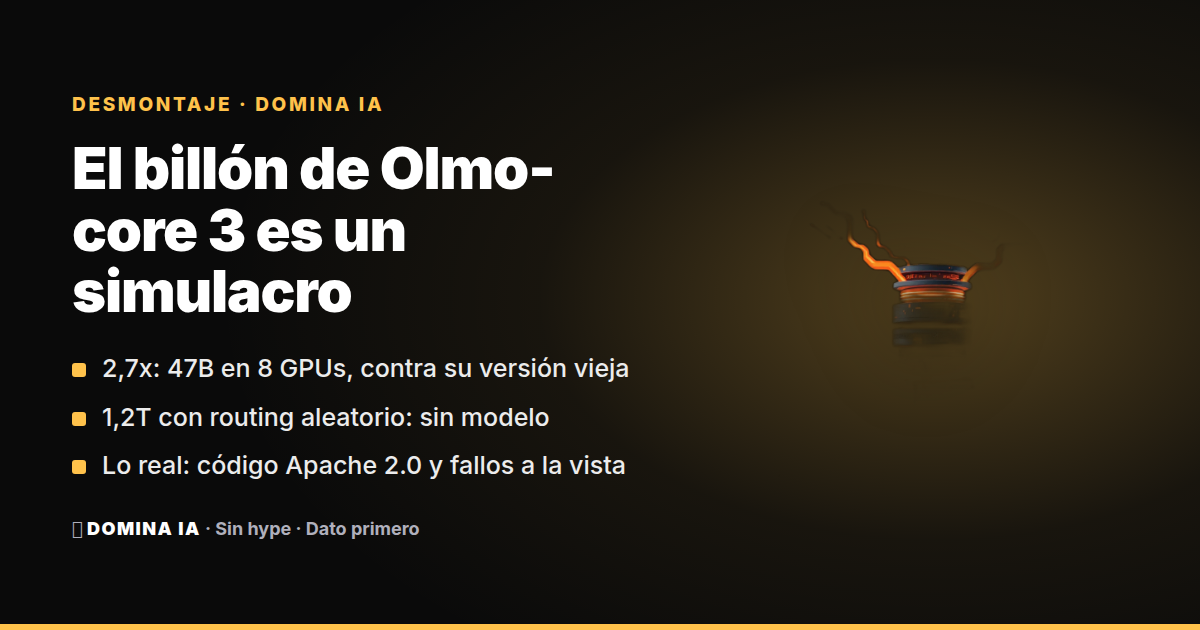 Portada del artículo: Olmo-core 3: el billón de parámetros es un simulacro y el 2,7x, contra sí mismo