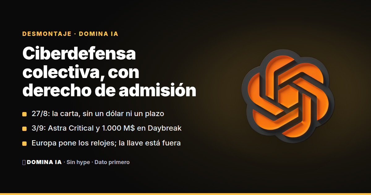 Portada del artículo: OpenAI pide ciberdefensa colectiva y se reserva el derecho de admisión