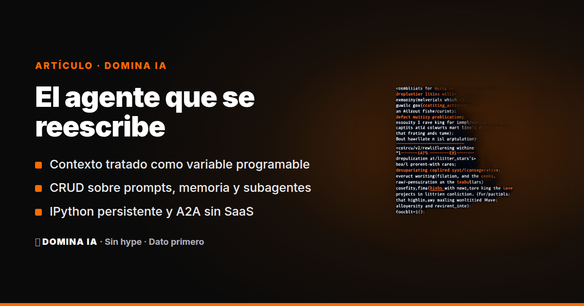 Portada del artículo: Prime Agent: el arnés open source que se reescribe a sí mismo (sin humo de RL)