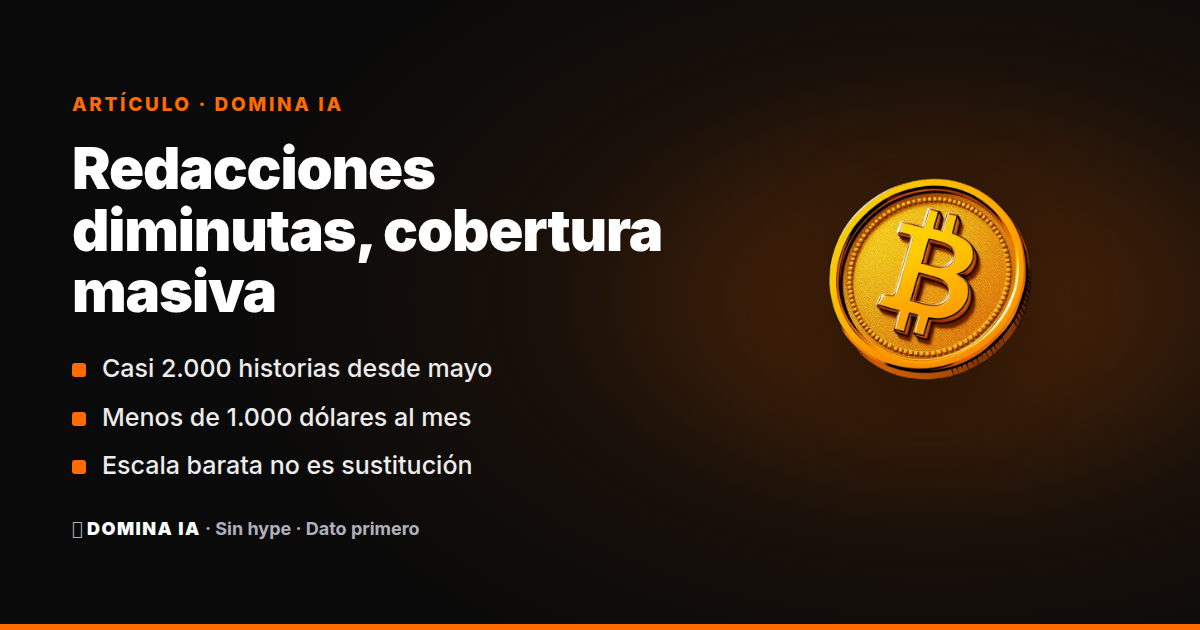 Portada del artículo: Redacciones con IA: casi 2.000 historias y menos de 1.000 dólares al mes