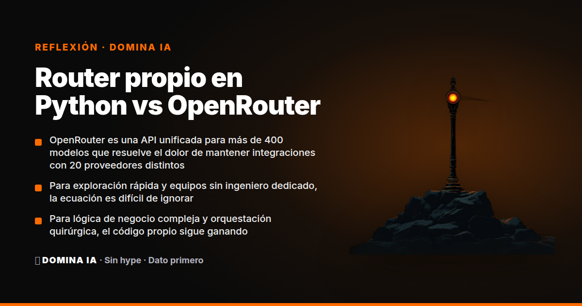 Portada del artículo: Router propio en Python vs OpenRouter: cuándo cada uno tiene sentido de verdad