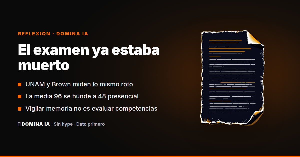 Portada del artículo: El escándalo de la UNAM no es la IA: es un examen que ya estaba muerto